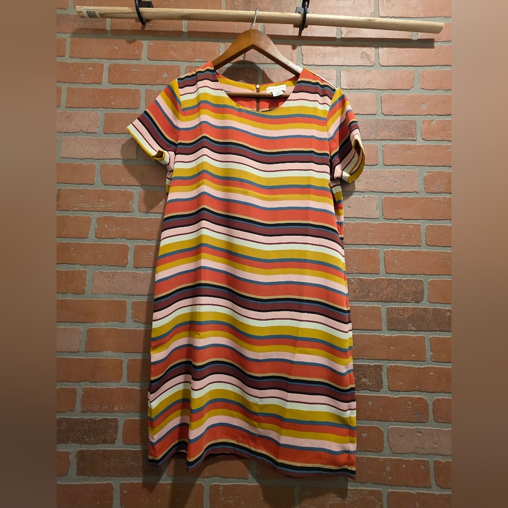 Adrienne Vittadini‎ Colorful Striped Mini Dress Size 10    Sku88